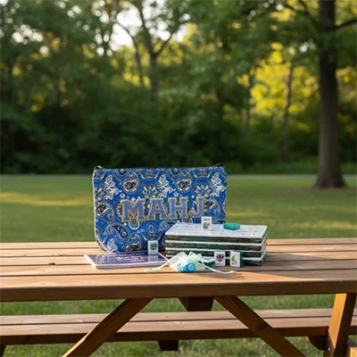 Blue Paisley American Mahjong Travel Set